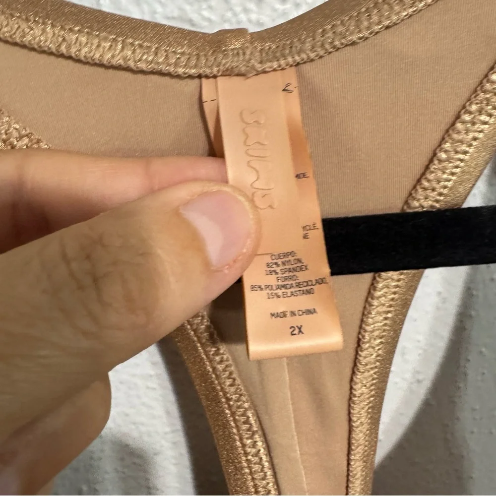 SKIMS Metallic Rose Gold One-Piece Swim
